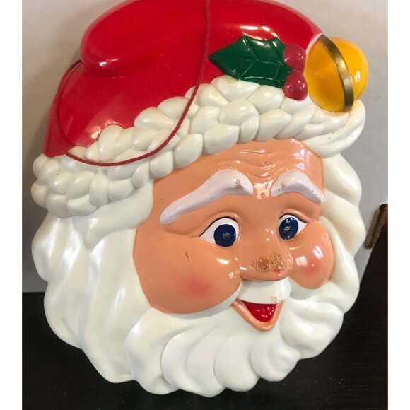 Hanging Christmas Santa Claus Face Vintage Tony USA Plastic Blinking Eyes 9.5" - Picture 4 of 5
